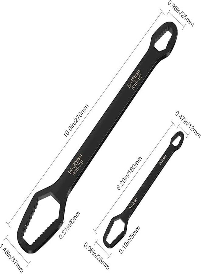 SUNNIFA Universal Adjustable Wrench Set, 8-22mm Double-Ended Self-Tightening Spanner, Black Carbon Steel, 2 Piece Set for Home Car Bike Repair - Image 2